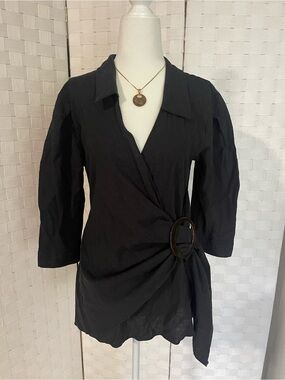 Zara Black Wrap Tunic with Side Buckle